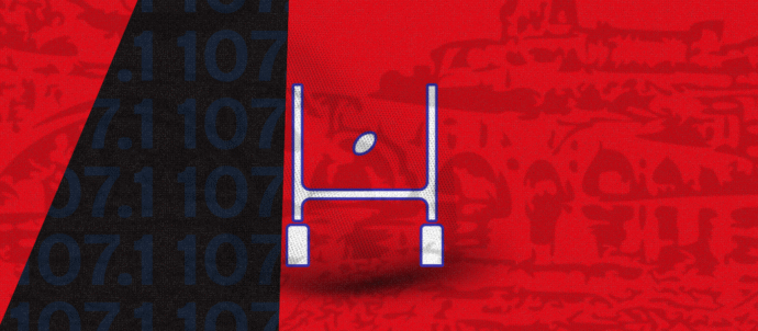 Visuel de l’émission Histoire du Rugby ASBH sur Radio Ciel Bleu, consacrée au rugby biterrois et aux moments marquants de l’AS Béziers Hérault.